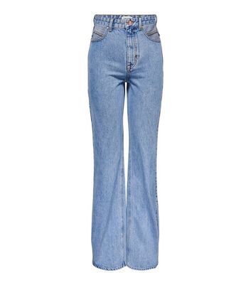 ONLY Petite Pale Blue Cut Out Wide Leg Jeans New Look