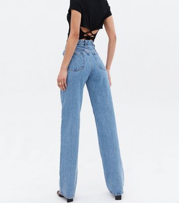 cut out wide leg jeans