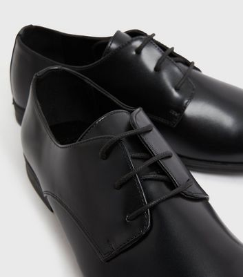Black Leather-Look Derby Shoes | New Look