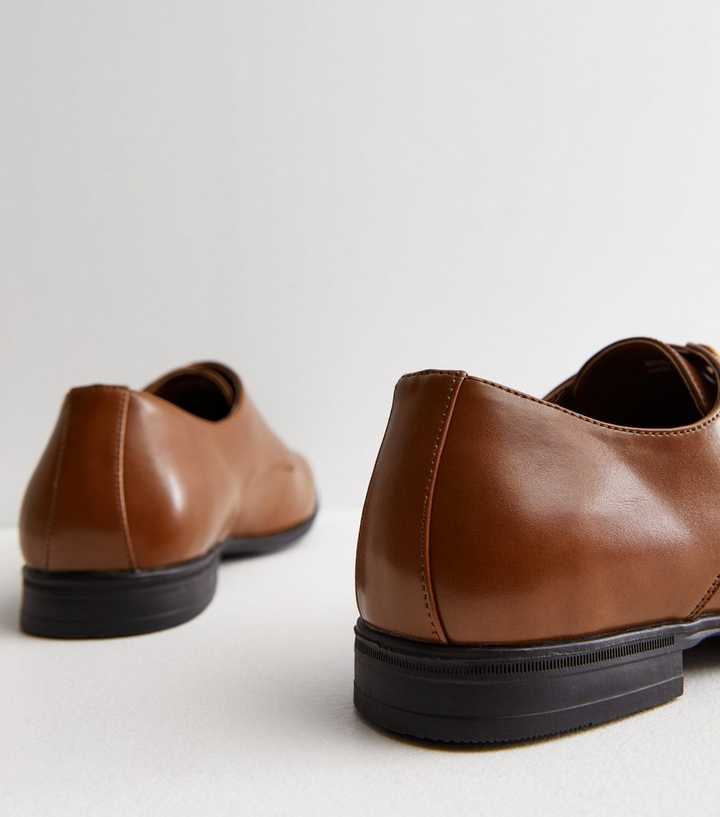 Rust Leather-Look Derby Shoes | New Look