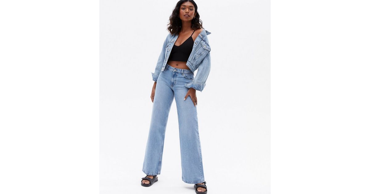 ONLY Pale Blue Mid Rise Wide Leg Jeans | New Look