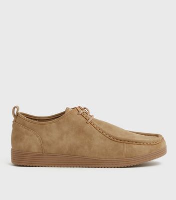 Stone Suedette Lace Up Boat Shoes