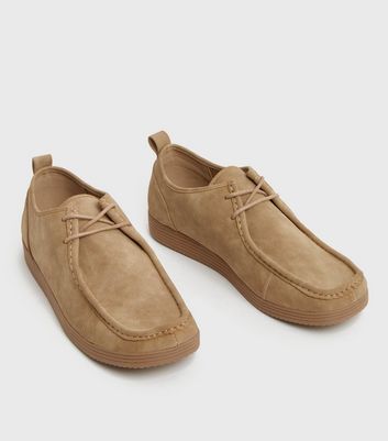 Stone Suedette Lace Up Boat Shoes New Look
