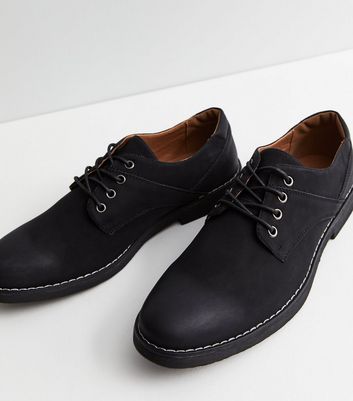 Black Stitch Lace Up Shoes | New Look