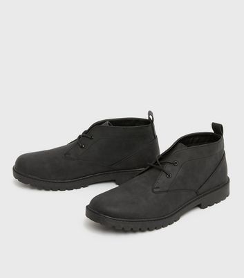 Men's Black Lace Up Chunky Desert Boots New Look