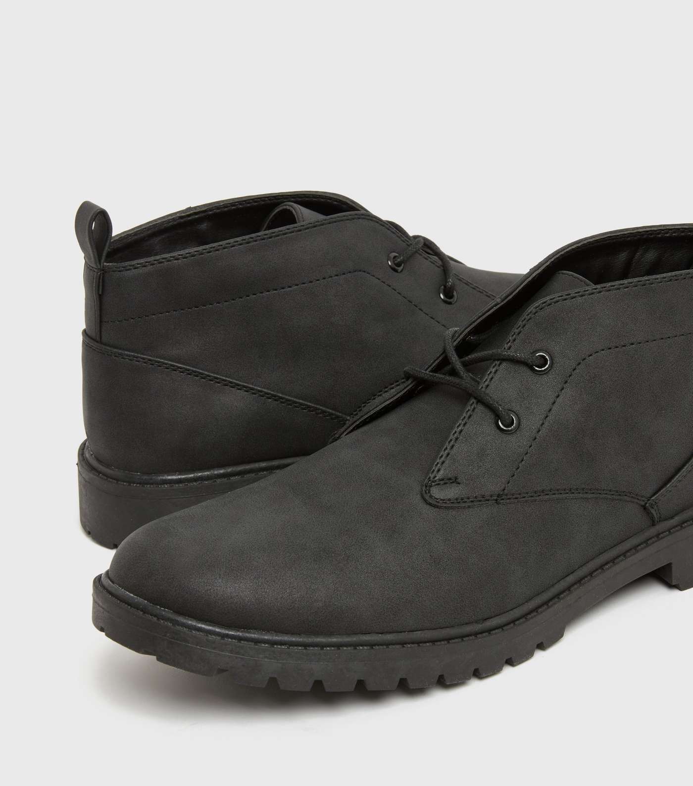 Black Lace Up Chunky Desert Boots Image 4