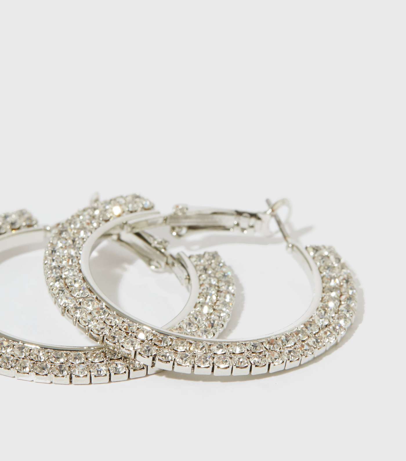 Dazzle All Day Silver Diamanté Hoop Earrings Image 3