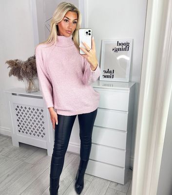 Click to view product details and reviews for Ax Paris Mid Pink Roll Neck Jumper New Look.