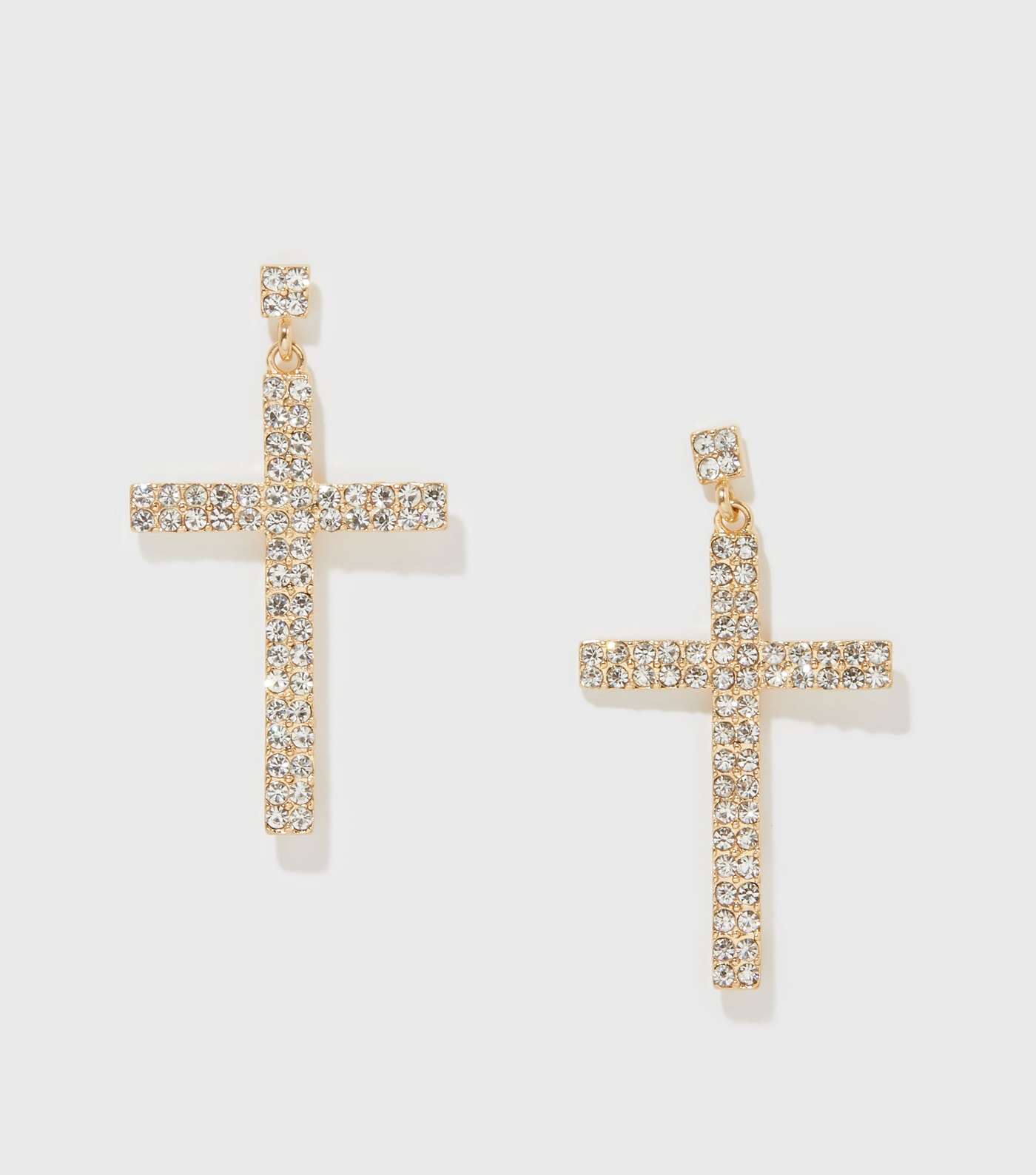 Glow All Out Gold Diamanté Cross Earrings Image 3