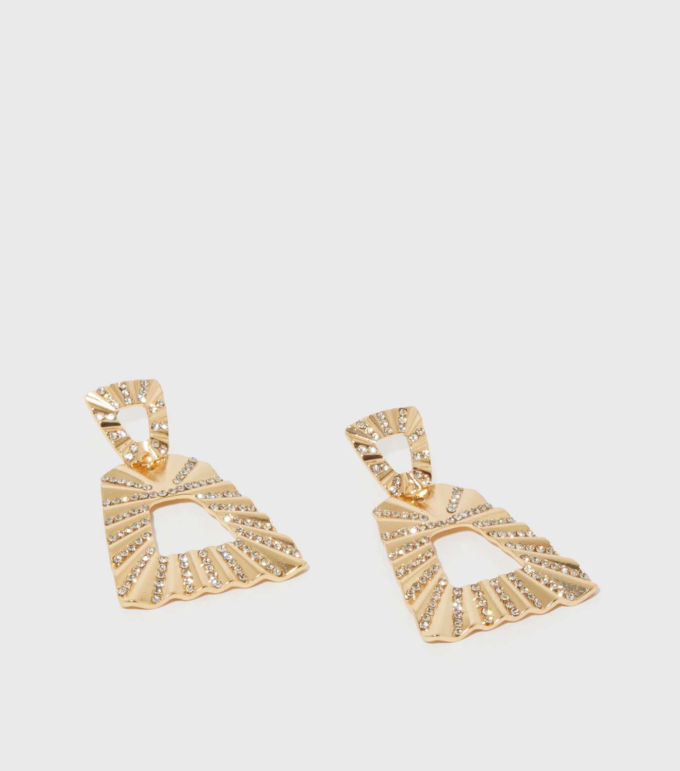 Sun Sea and Sparkly Gold Diamanté Doorknocker Earrings Image 2
