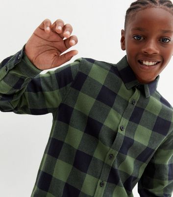 Boys Green Check Long Sleeve Shirt New Look