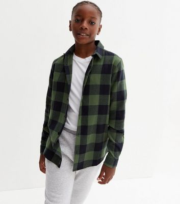 Boys Green Check Long Sleeve Shirt New Look