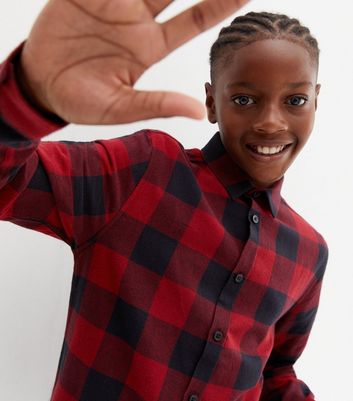Boys Red Check Long Sleeve Shirt New Look