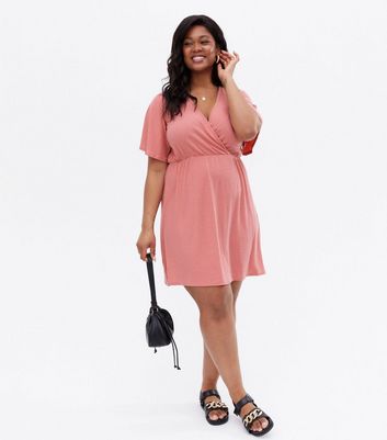 Plus size pink wrap dress best sale