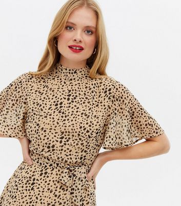 Click to view product details and reviews for Blue Vanilla Brown Animal Print Tie Waist Mini Dress New Look.