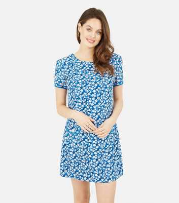 Yumi Bright Blue Ditsy Floral Mini Tunic Dress