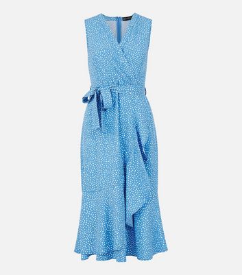 Click to view product details and reviews for Mela Pale Blue Abstract Midi Wrap Dress New Look.