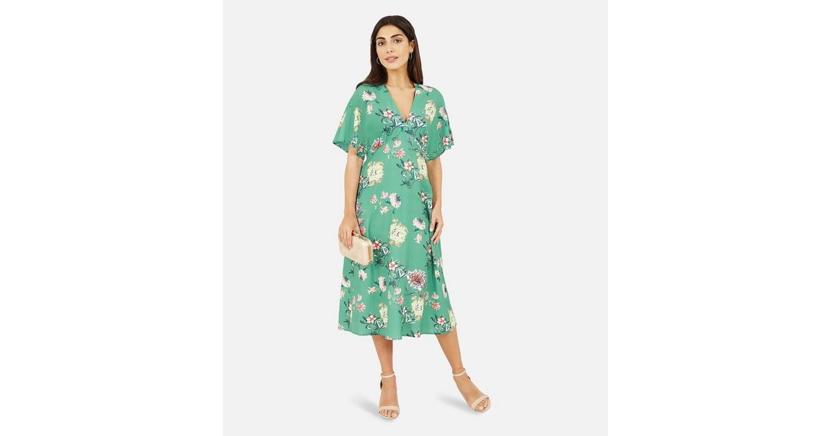 Yumi Green Floral Midi Dress | New Look