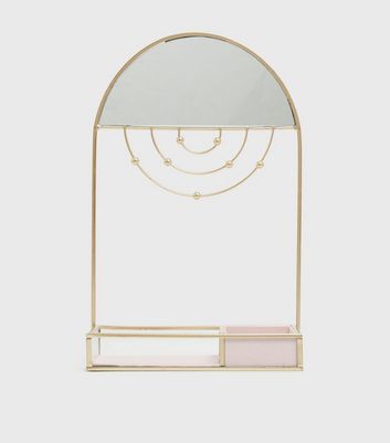 Gold Jewellery Box with Mirror New Look