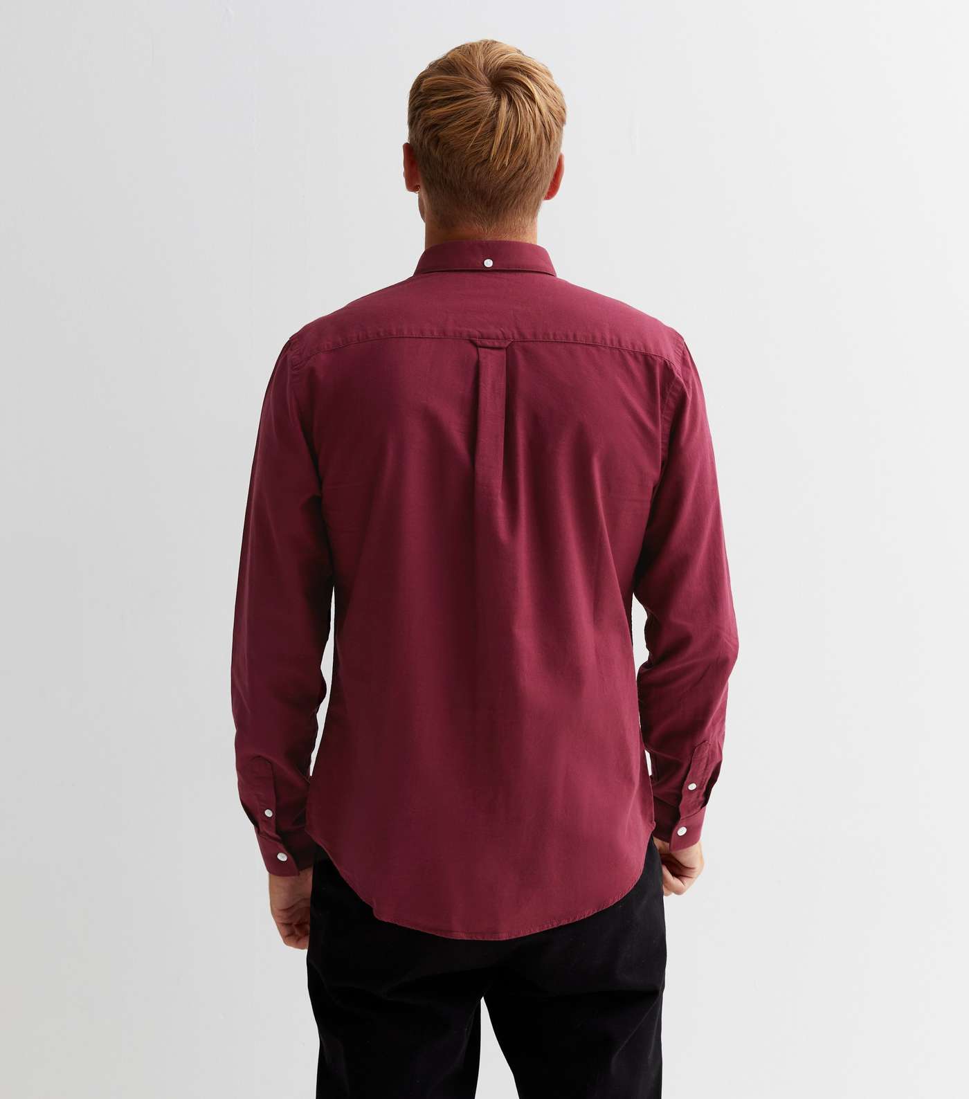 Burgundy Long Sleeve Pocket Front Oxford Shirt Image 4