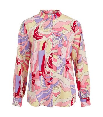 Vila Pink Abstract Long Sleeve Shirt New Look