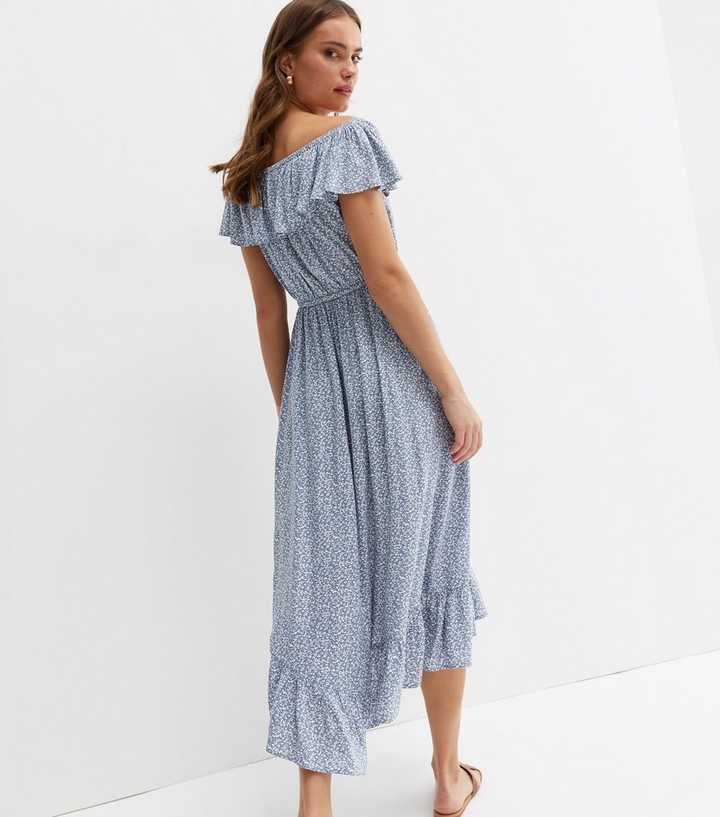chinese dress ladies Printed Scuba Dipped Hem Maxi Dress, Blue  Jolie Moi Retail