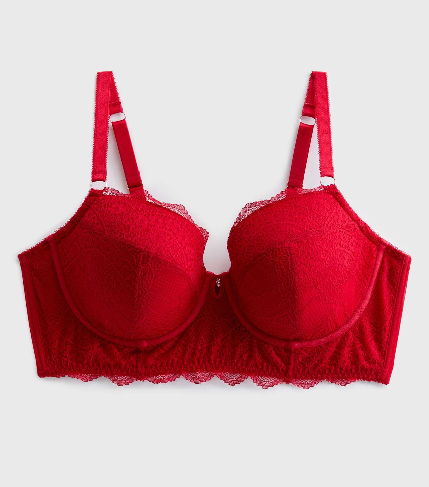Curves Red Scallop Lace Plunge Bra Image 4