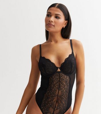Black Underwired Cut Out Lace Body
