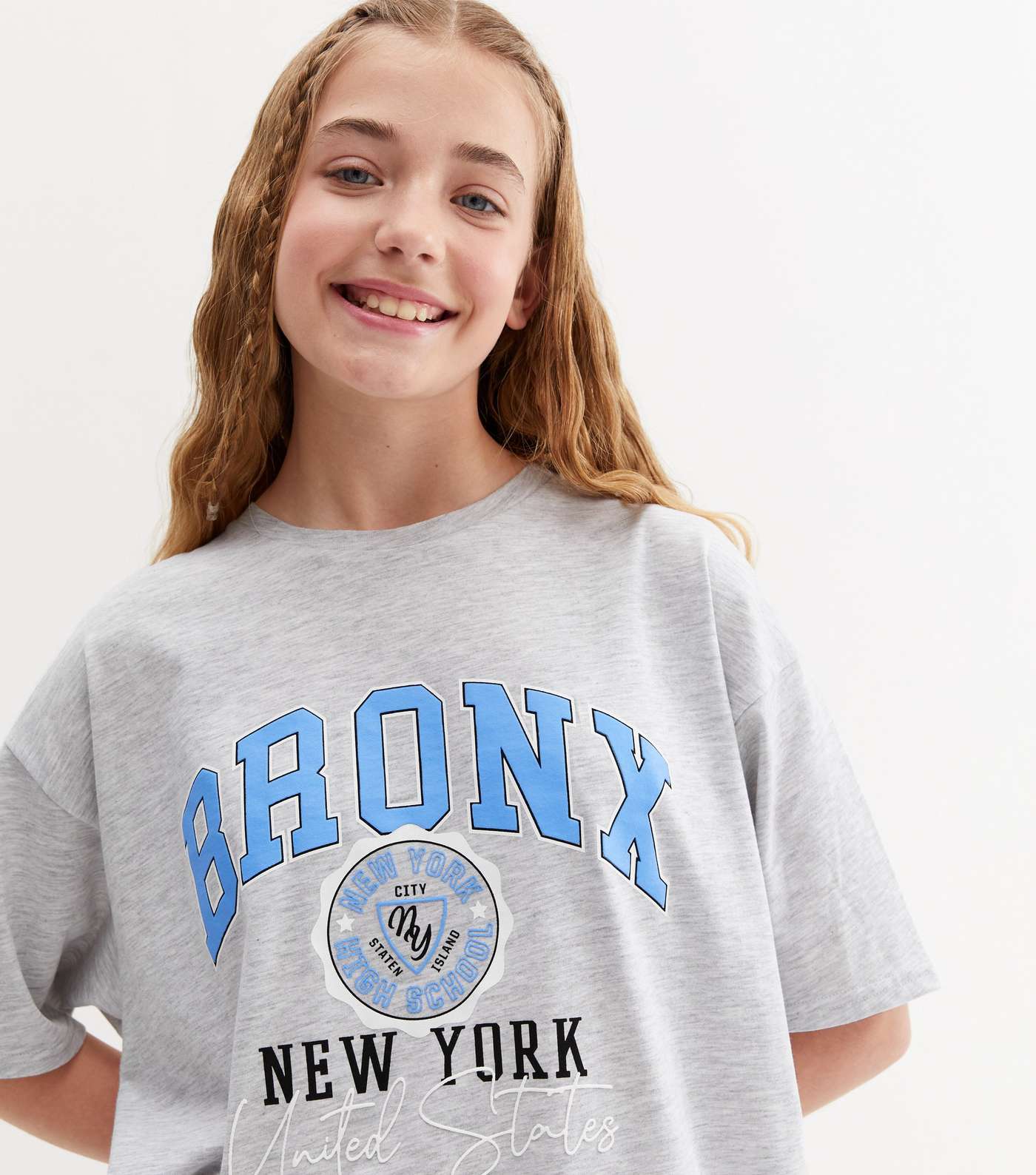 Girls Light Grey Bronx Logo Long Oversized T-Shirt