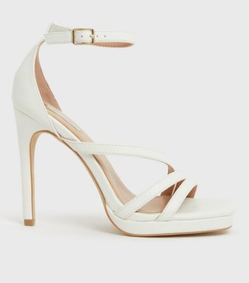 Little Mistress White Strappy Stiletto Heel Sandals
