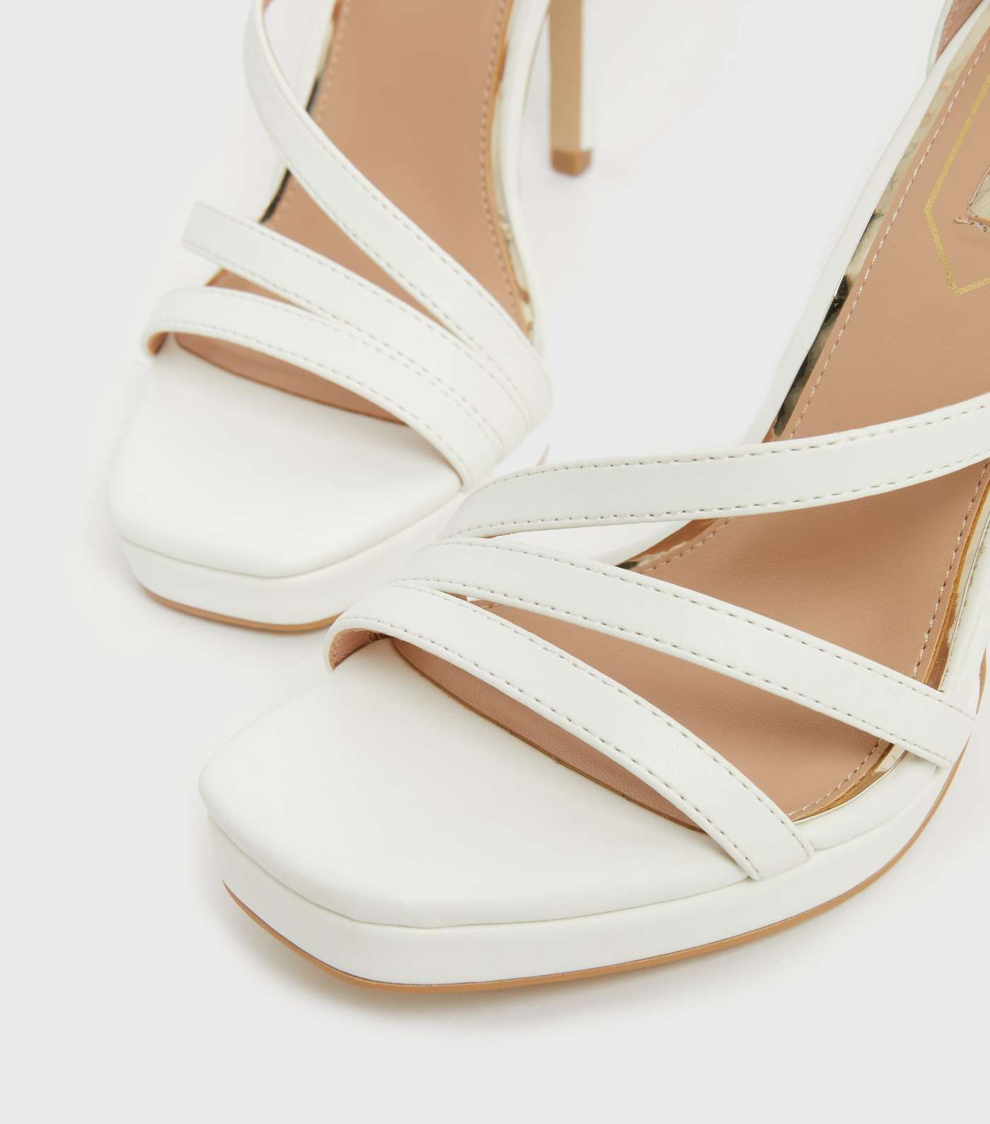 Little Mistress White Strappy Stiletto Heel Sandals Image 4