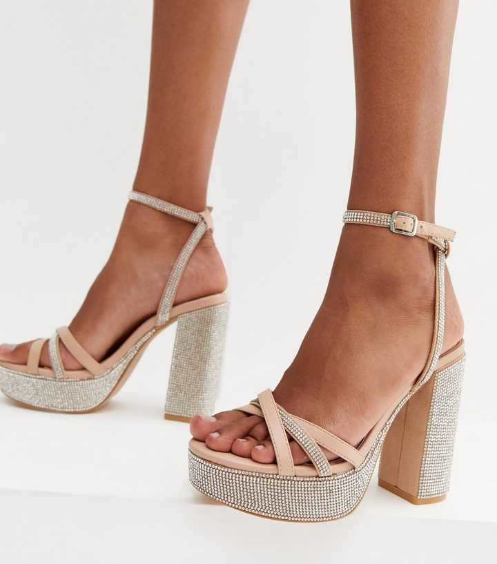 cream strappy platform sandals
