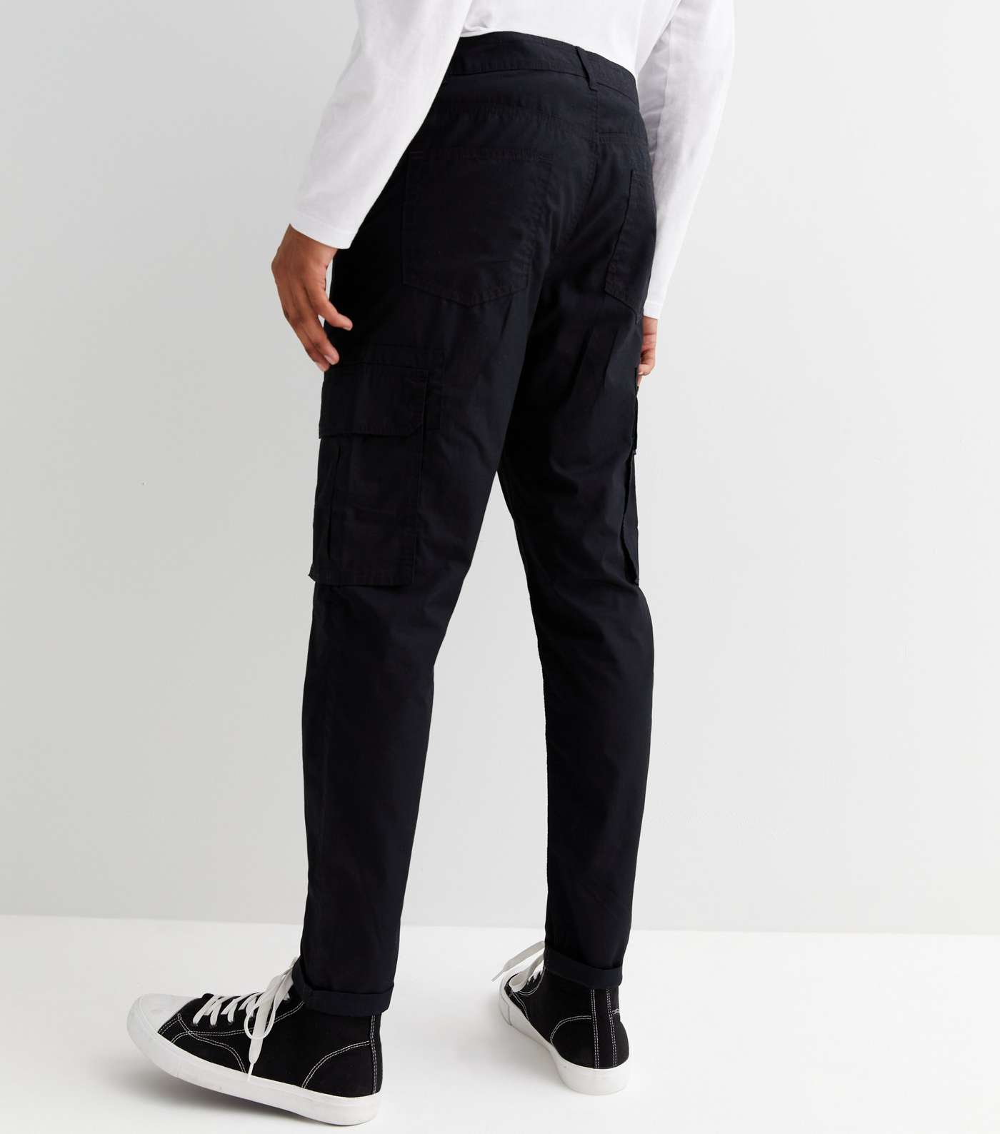 Black Ripstop Cargo Trousers Image 2
