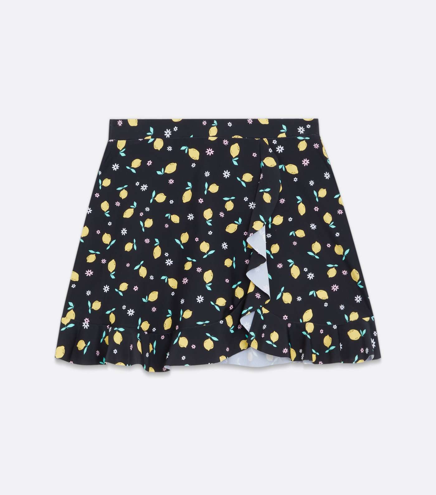 Girls Black Floral Lemon Swim Skirt Image 5