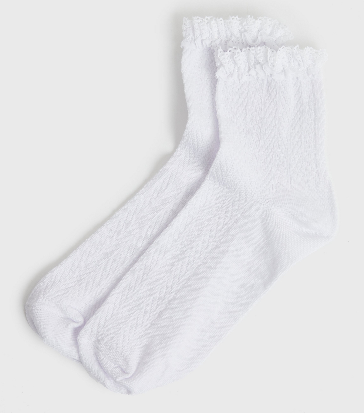 White Cable Knit Frill Socks New Look