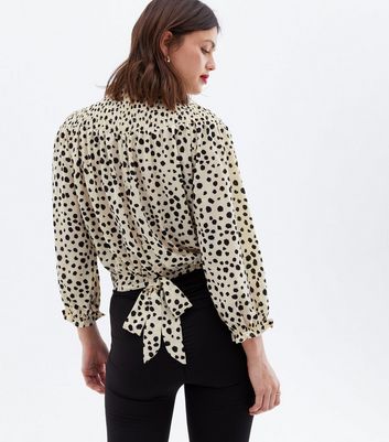 Click to view product details and reviews for Blue Vanilla Cream Animal Print Tie Back Blouse New Look.