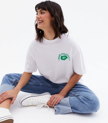 Click to view product details and reviews for White Grow Positivity Front And Back Logo T Shirt New Look.