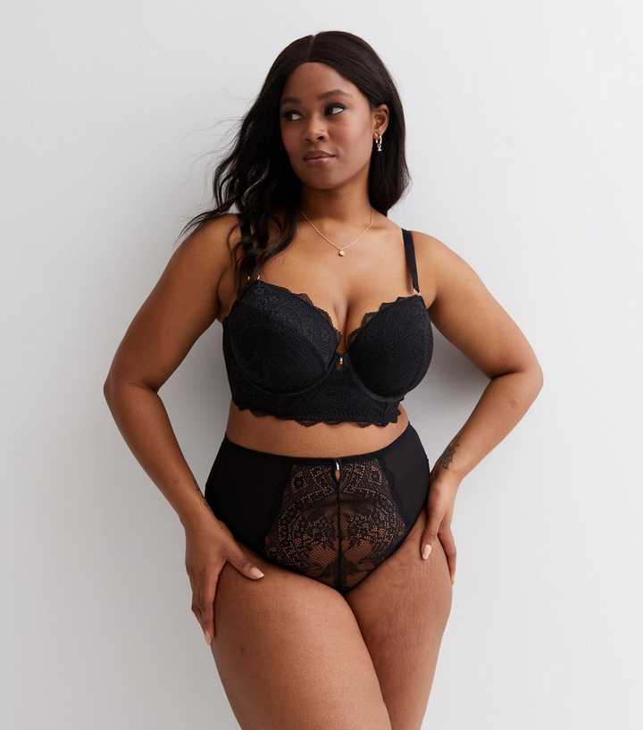 Women's Plus Size Plus Size Black Lace Brazilian Briefs