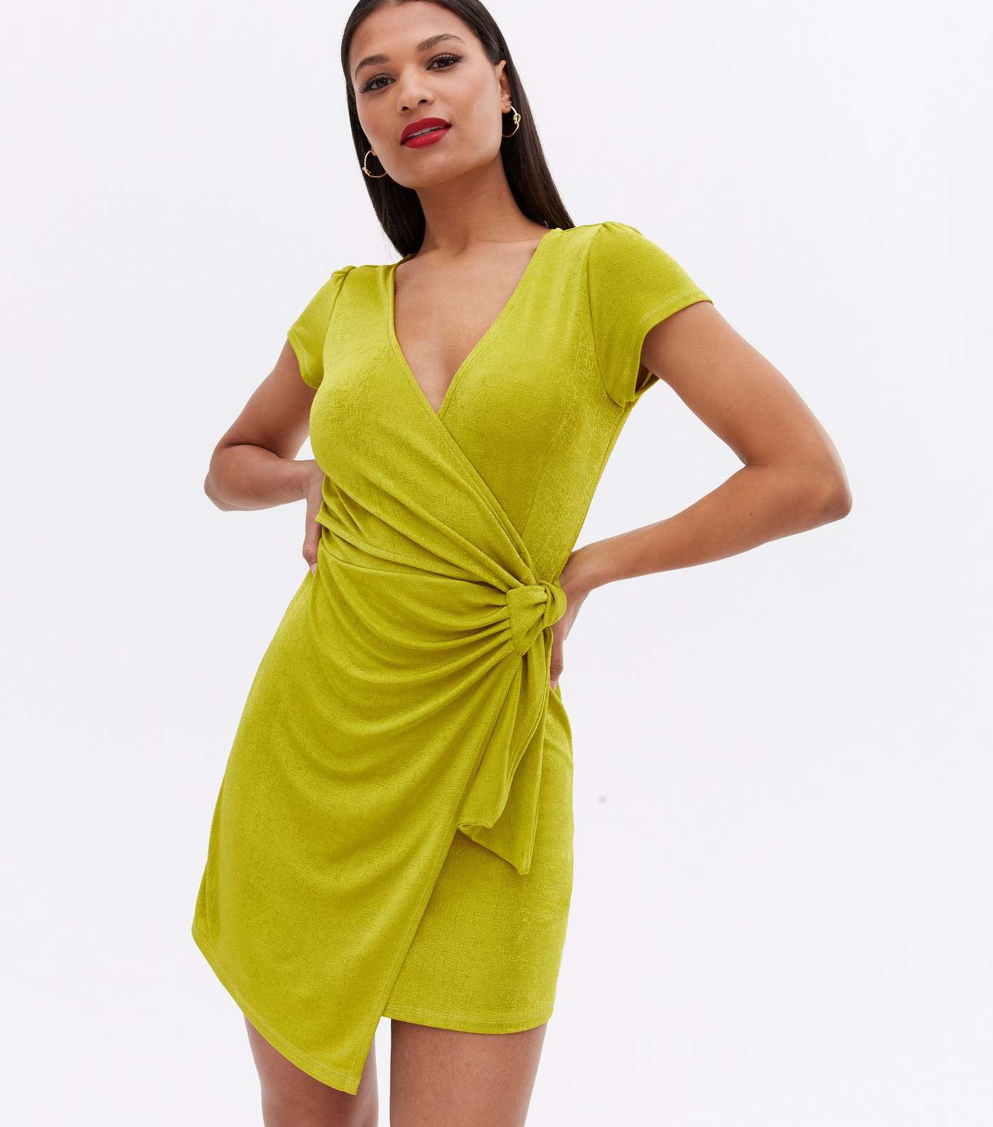 Light Green Mini Wrap Dress Image 2