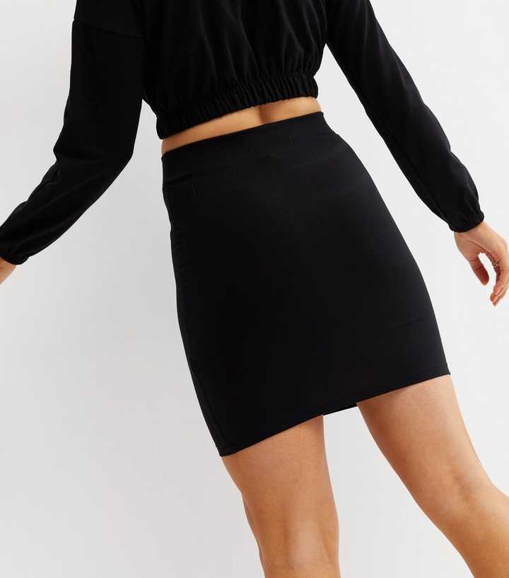 Black High Waist Mini Tube Skirt