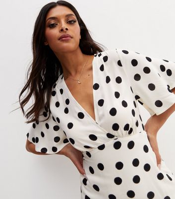 Black and white shop spotted wrap dress