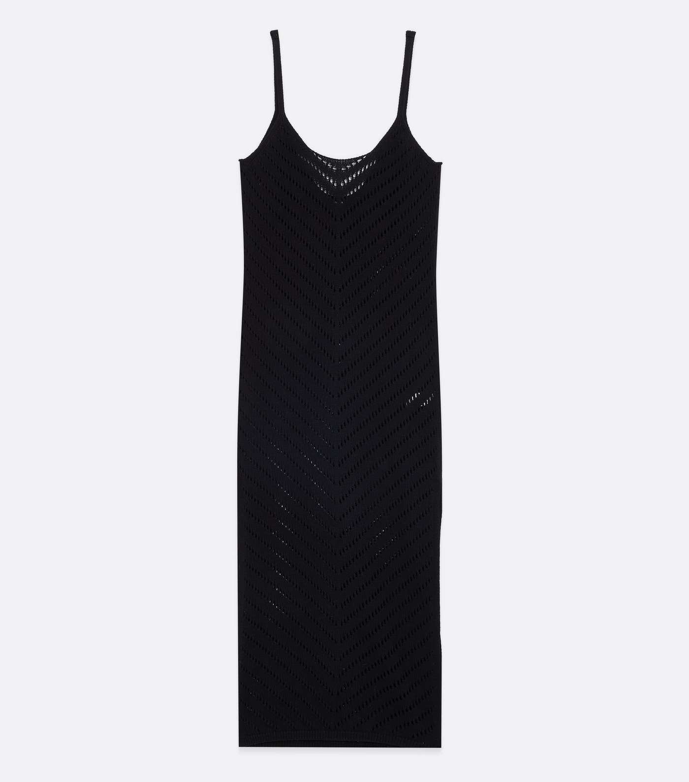 Black Crochet Split Hem Midi Beach Dress Image 5