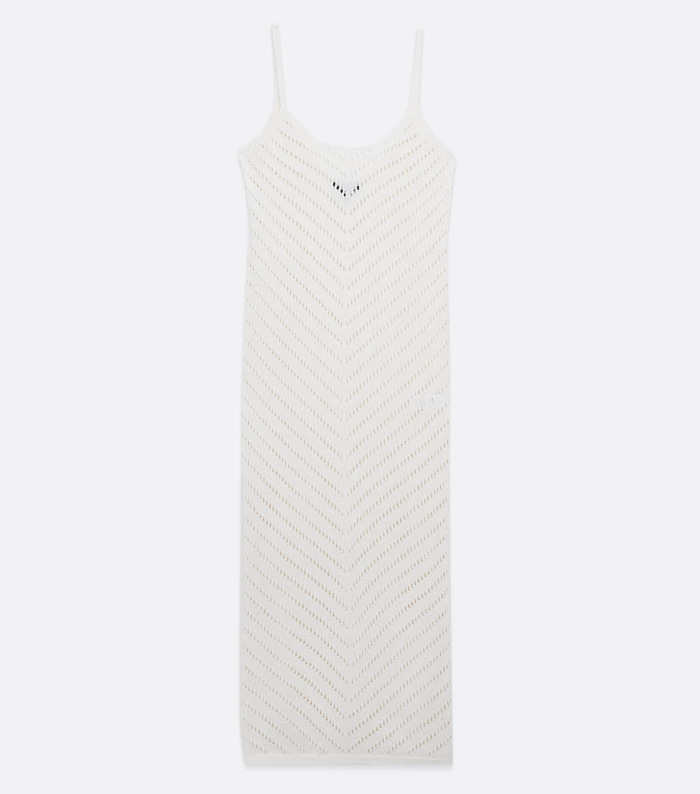 Off White Crochet Split Hem Midi Beach Dress Image 5