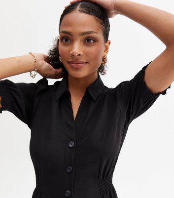 Black button shirt dress online