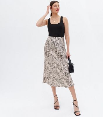 Leopard satin outlet midi skirt kmart