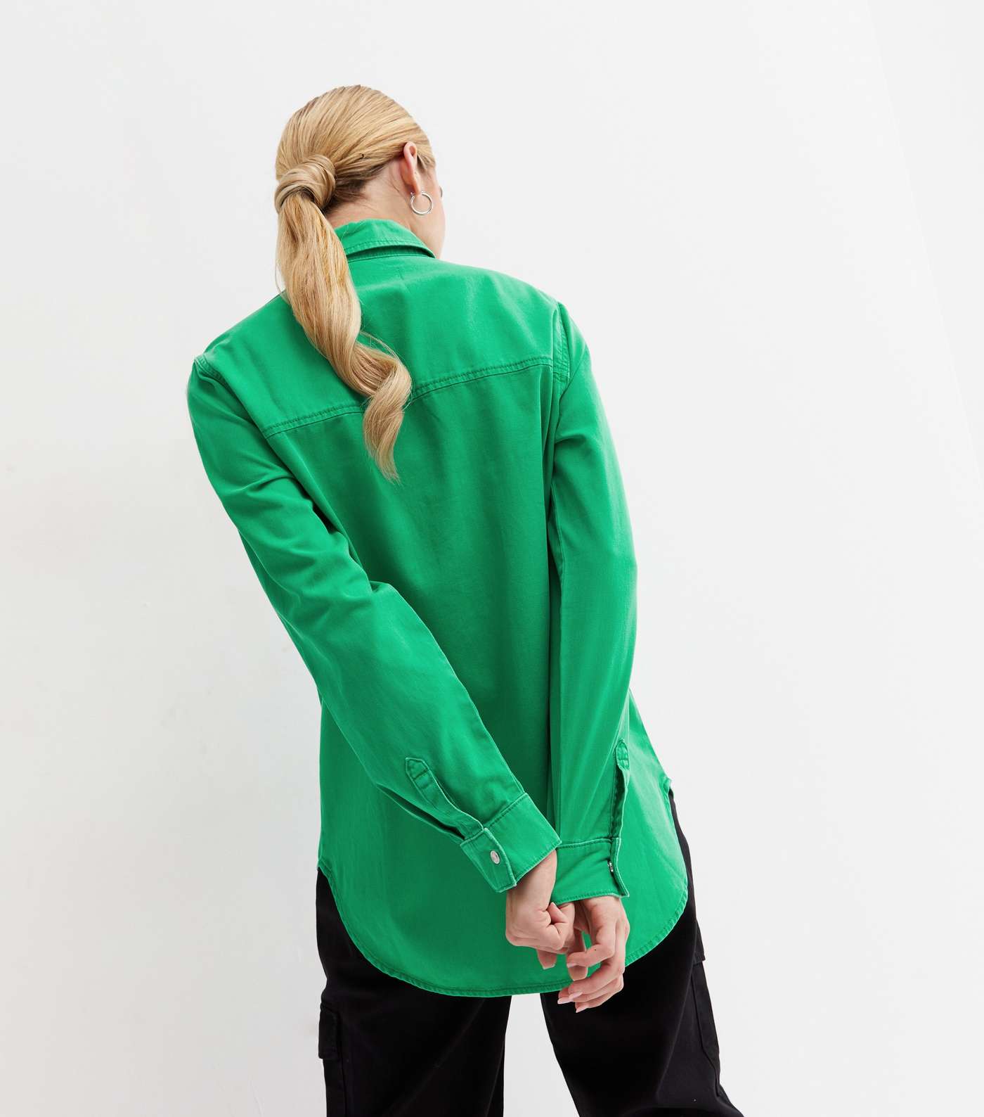 Green Denim Oversized Shirt Image 4