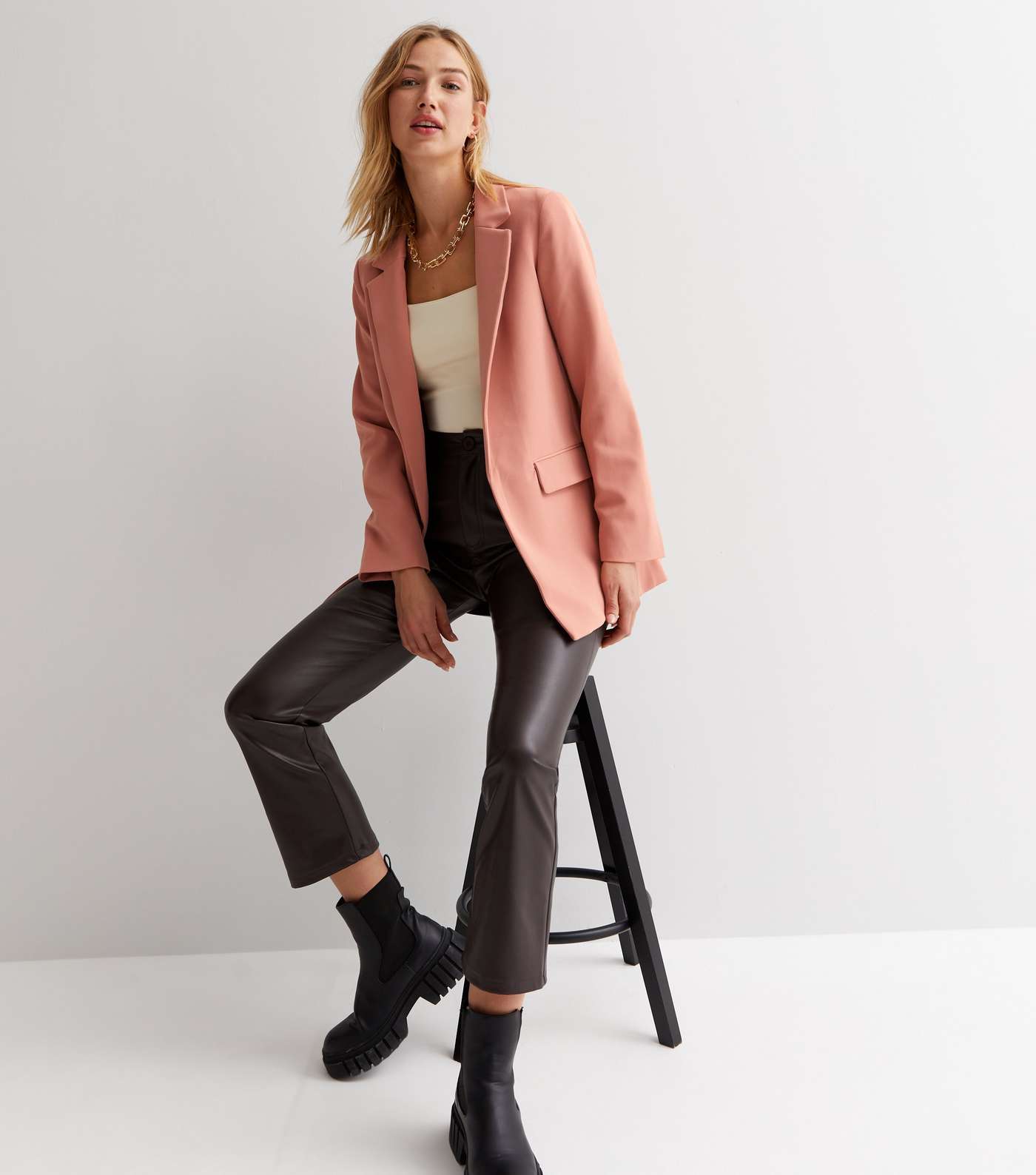 Pale Pink Relaxed Fit Blazer Image 3