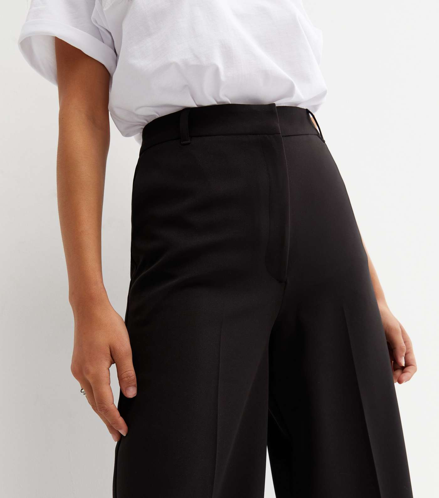 Black Tailored High Waist Wide Leg Trousers Image 3