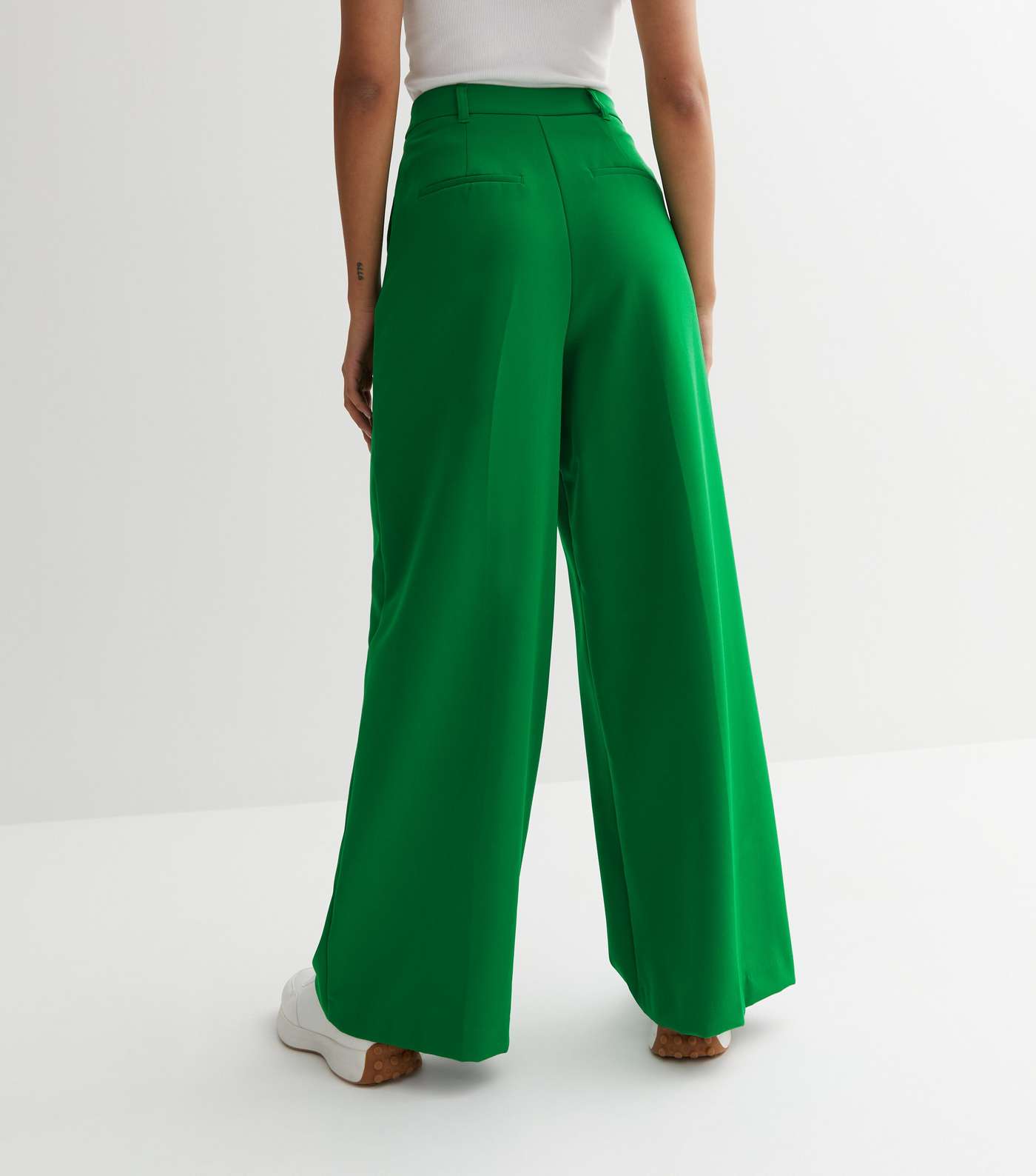 Green Tailored High Waist Wide Leg Trousers Image 4
