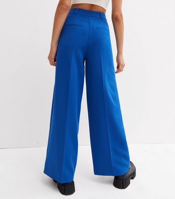 Light Blue Woven High Waisted Tailored Wide Leg Pants